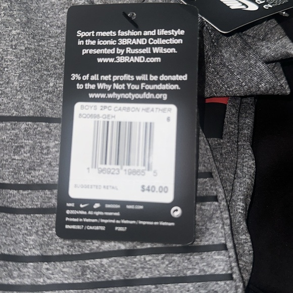 New Nike 3BRAND by Russell Wilson Short Sleeve Wordmark T-Shirt & Short Set - Picture 9 of 9